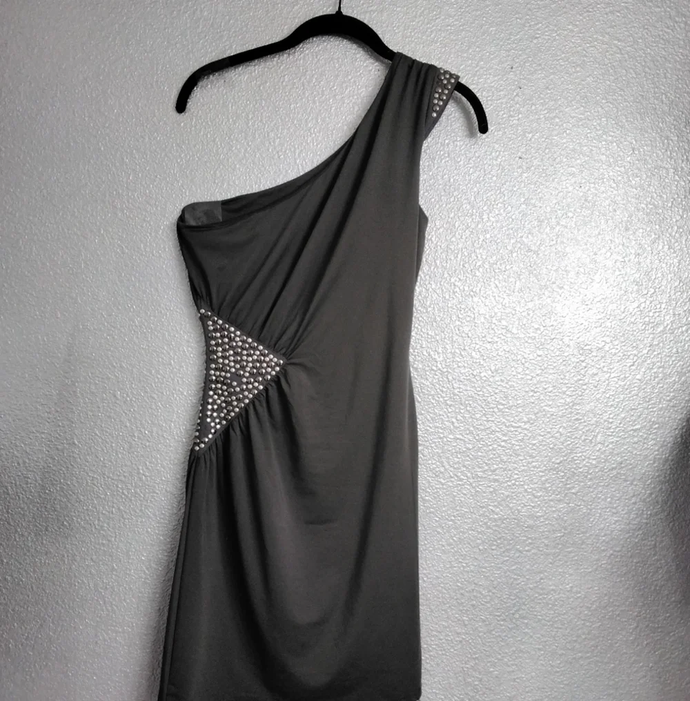 Women's Dark Grey One Shoulder Dress